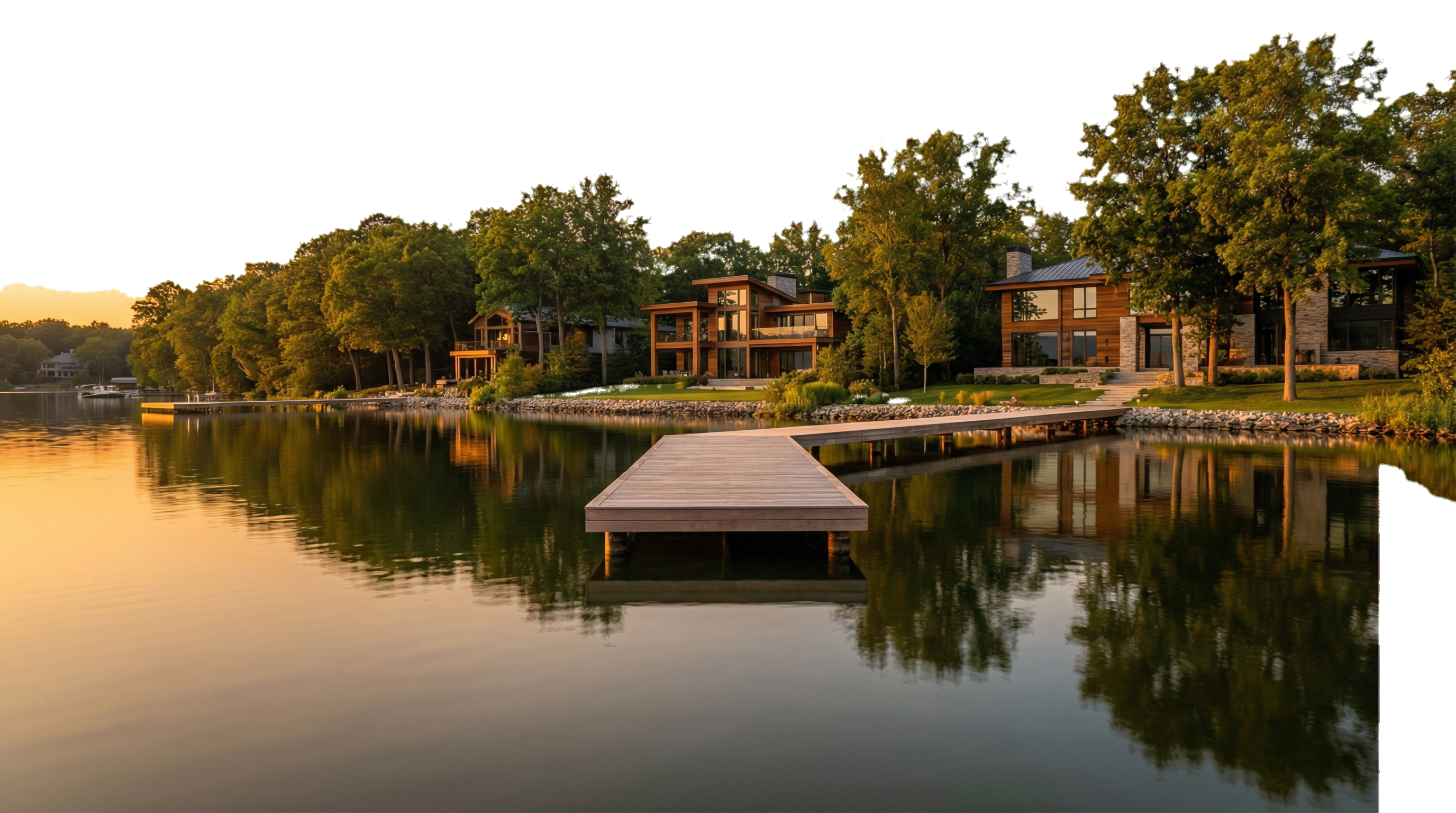 Beautiful lakefront sunset at Griffith Lakes Charlotte